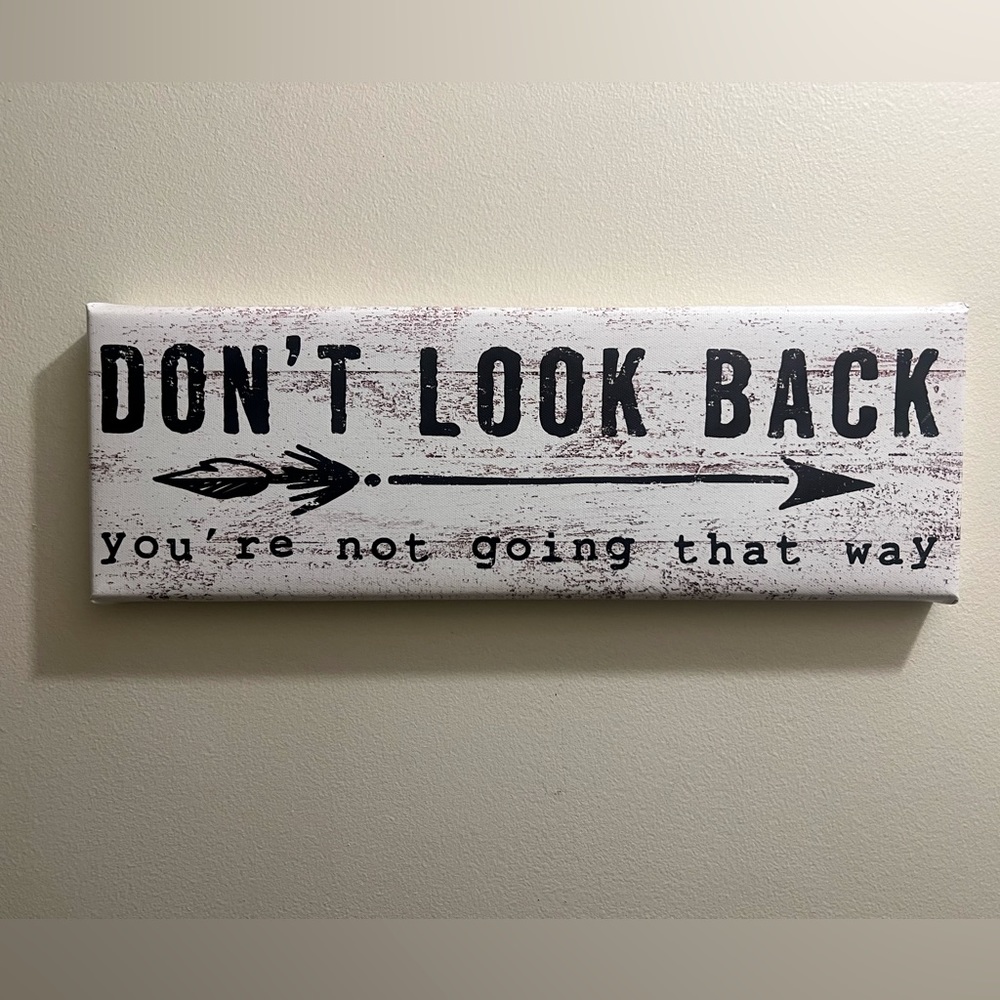 16 x 6 quote decor wooden box with canvas on top. Ready to hang with ease.